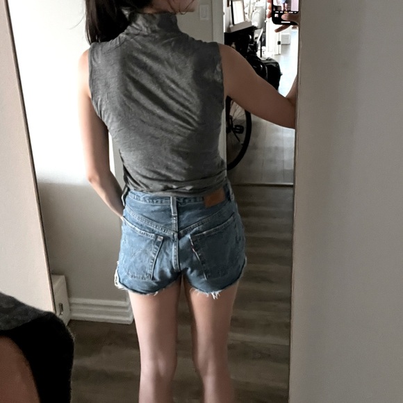 Velvet cotton blend turtleneck top - Picture 4 of 7